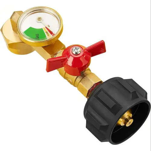 Propane Refill Adapter with Metal Ball Valve & Precise Filling Gauge, Fill 1-Lb Bottles from 20-Lb Tank, QCC1/Type1 Compatible, Fits Disposable Cylinders, Durable Outdoor Universal Accessory,back to school,back to school haul,sohochic