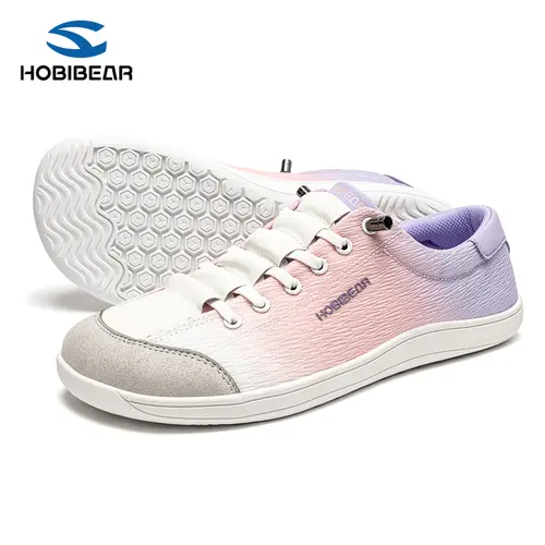 HOBIBEAR Women's Pink Purple Ombre Barefoot Sneakers, Casual Lace-Up Shoes with Wide Toe Box and 0 Drop, Lightweight, Sneaker, Footwear, Barefoot Shoes, Shoes For Women tiktokshopbacktoschool,sohochic