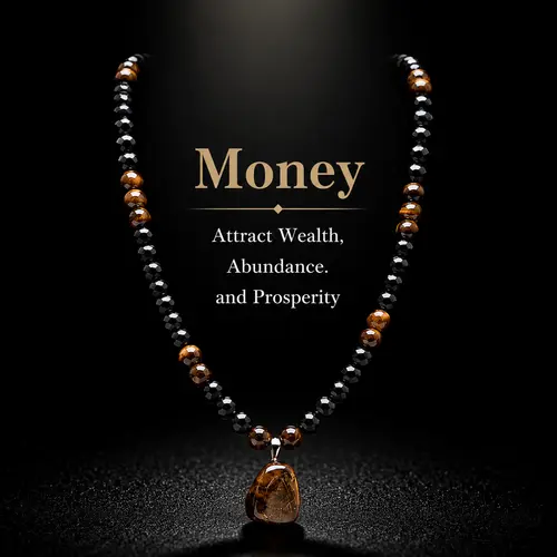 ARPURRAINA Tiger Eye Crystal Necklace, 27.1in Unisex Sweater Chain Healing Pendant, Money Attraction Jewelry for Women, Adults' Accessories, Chains for Theme Parties, Unique Gift,sohochic