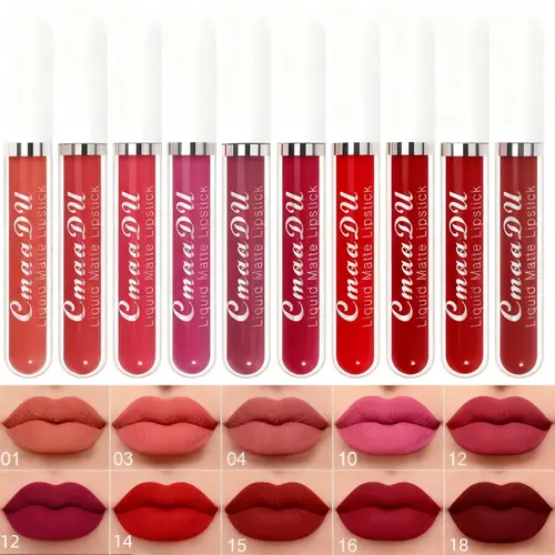 10 Pcs Matte Liquid Lipstick Set, Long-Lasting Waterproof Lip Color with a Smooth, Non-Stick Finish, Multi-Pack Makeup Kit for All Skin Types and Beginners