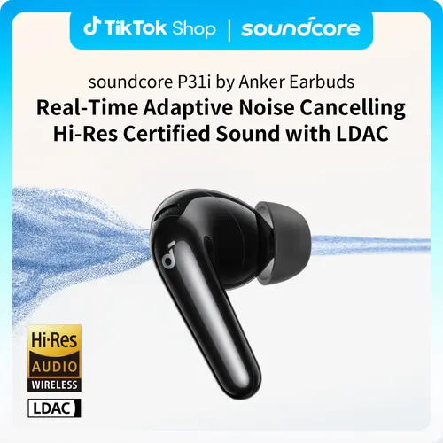 Soundcore P31i by Anker, Real-Time Adaptive Noise Cancelling, Hi-Res Sound, 50H Playtime, Wireless Earbuds, Bluetooth Earphones, Spatial Audio, Fast Charging, IP55 #tiktokshopsummersale