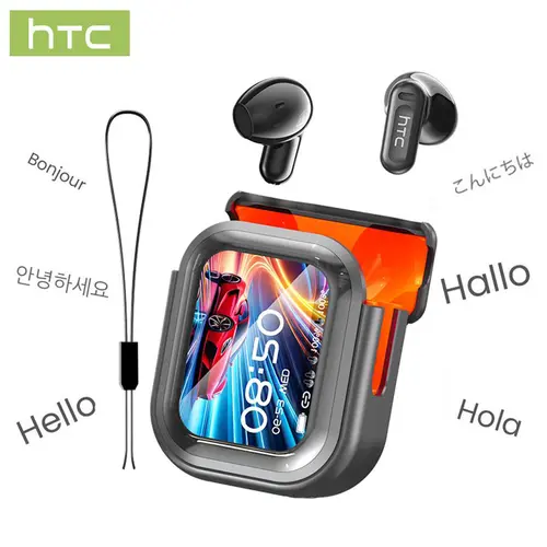HTC NE20 Bluetooth 6.0 Wireless Earbuds, Waterproof Headphones with LED Display for Quick Checks, High Fidelity Sound, Built-in Microphone – Ideal for Sports, Office Use, Wireless Headset for Audio Calls