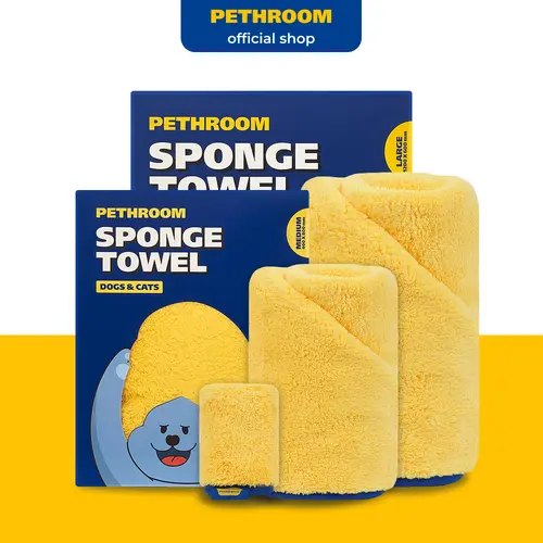 PETHROOM Sponge Towel for Dogs and Cats | Super Absorbent Microfiber Pet Drying Towel