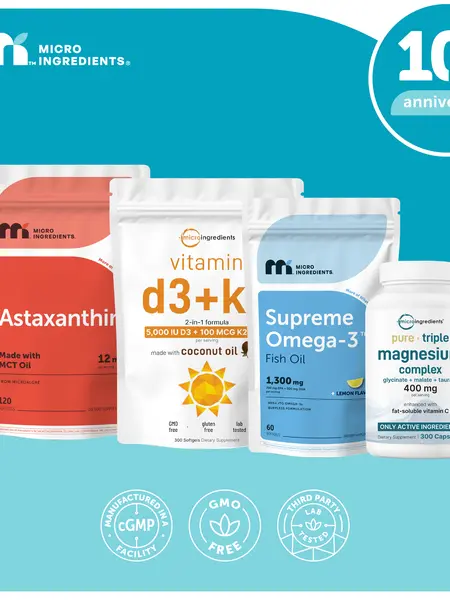 Liz’s Choice: Triple Magnesium Complex 300 Capsules & Astaxanthin 120 Softgels & Supreme Omega-3 Fish Oil 60 Softgels & Vitamin D3 K2 5000IU with coconut oil 300 Softgels