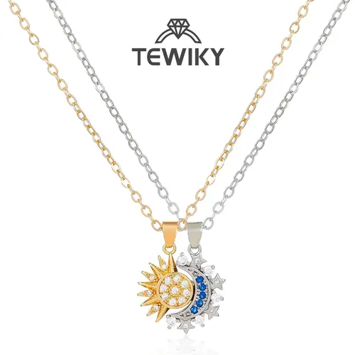 Tewiky Sun and Moon Magnetic Pendant Necklace for Women, double venus necklace Nickel-Free Copper, Lightweight & Comfortable, Elegant Jewelry Gift for Party, Love & Back to School Hypoallergenic