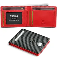GSOIAX Men's Slim RFID Blocking Leather Bifold Wallet, Front Pocket Carbon Fiber Money Clip Credit Card Holder - Men's Accessories, Durable for Daily Use, Sleek Look for Workdays, 15–20 Bill Hold, With Gift Box, Durable Wallet, Everyday Carry,sohochic