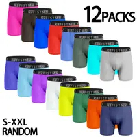 KJFISTMU 12-Pack Solid Color Men's Breathable Boxer Briefs, Moisture-Wicking and Lightweight, Soft and Stretchy Daily Casual Boxers | Comfortable and Close-Fitting, a Great Gift for Boyfriend or Husband Boxer Briefs Set Underwear Boxers