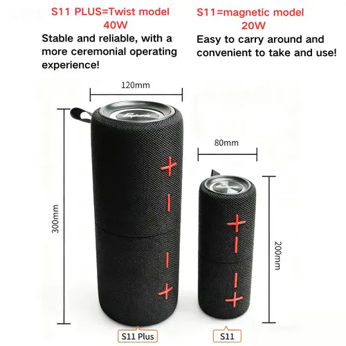 CYBORIS S11 Plus + S11 2-in-1 Splitable Bluetooth Speaker, 40W+20W High Volume Stereo, 20W Dual System, IPX6 Waterproof, 24H Playtime, Bluetooth V5.3, Audios Compatible, Pool-Ready, LED Light, Rechargeable Batteries, Ideal Gifts for Smartphones & More, Mu