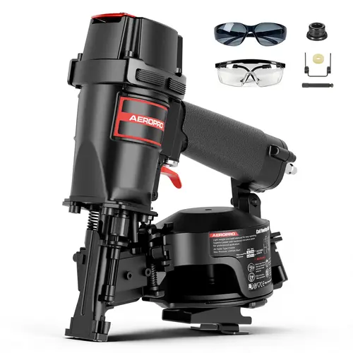 AeroPro CN45N 15-Degree Heavy-Duty Pneumatic Roofing Nailgun, Professional Power Tool for Asphalt Roofing Shingles, Roofing Equipment