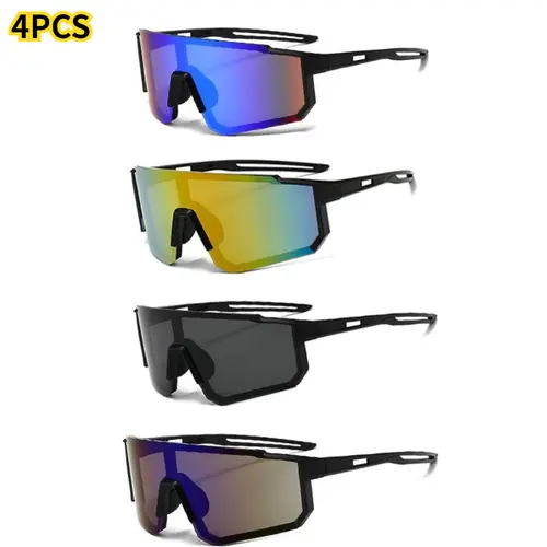 Unisex Polarized Sunglasses (4pcs) - UV400 Mirror Lenses, Windproof Lightweight Frame, Double Bridge Sport Eyewear for Cycling, Sun Protection, Glasses for Women with Sporty Look & Stylish Polarized Glasses