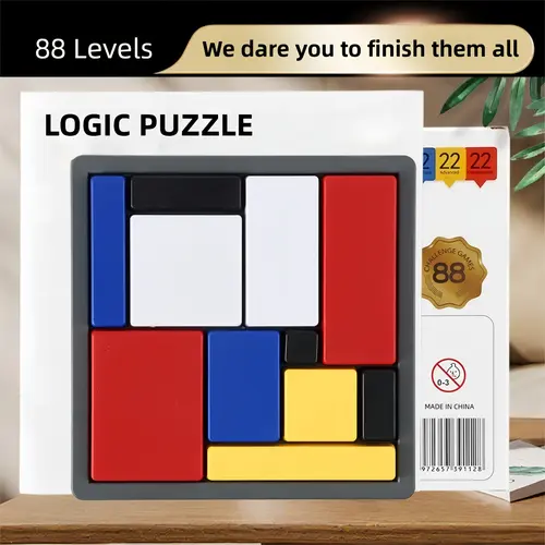 Logic Puzzle Brain Game for Kids & Adults, 88 Challenging Stages, Educational Logic Toy, Travel-Friendly Games for Ages 7 and Up,sohochic