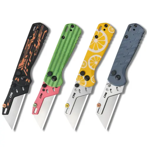 CJRB Boxer Folding Utility Knife - Button Lock, Quick Change Blade, G10 Handle Portable EDC Item with 10 Blades, Stainless Steel Tool & Gadget, Survival Gear for Everyday Carry, Outdoor Camping,toolupgrade