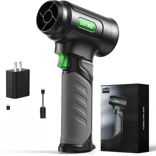 EasyWox Cordless Leaf Blower - 64mm Motor, 756W, 1200G Wind, 3000mAh Battery with 30W Fast Charging - Multi-Use Tool for Car Drying, Garden Cleaning, Snow Removal