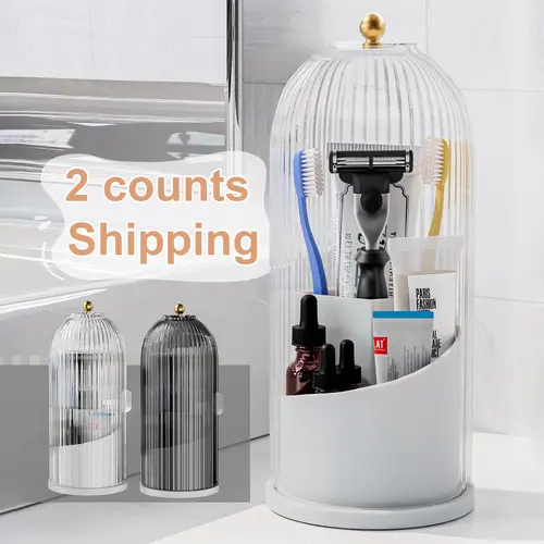 Elegant Toothbrush Holder 2-Piece Plastic Tube Freestanding Organiser Set - Table Mount Bathroom Supply, Multifunctional Storage, Stylish Durable Gadget, Razors Stay Sorted,sohochic