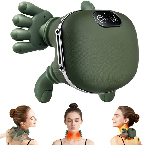 OMUMAX Bionic Hand Heated Neck Massager, Removable Cordless Battery-Powered 4D Kneading Acupressure Device, Wireless Portable Electric Muscle Massage for Shoulders & Hands, Cordless Massage Devices,sohochic