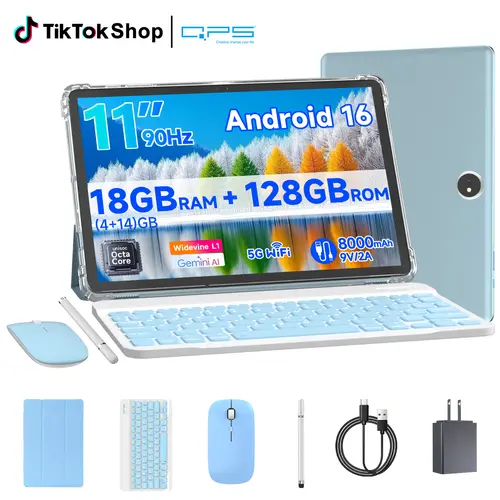 PEICHENG 11-inch Android 16.0 Tablet 18(4+14)GB RAM 128GB ROM 1TB Expandable 2.2GHz Octa-core 1280x800 IPS Touchscreen WiFi6 5G & Bluetooth 5.0 with Keyboard/Mouse/new Stylus Bundle , Wireless,Foldable, FathersDayGift TikTokShopSummerSale tiktokshopbackto