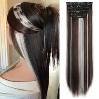 AISI HAIR Women's Long Straight Clip-On Synthetic Fiber Hair Extensions, 20/24Inch 4PCS Thick Hairpieces, Party Ready Blonde Clip-In Synthetic Extensions & Pieces,sohochic