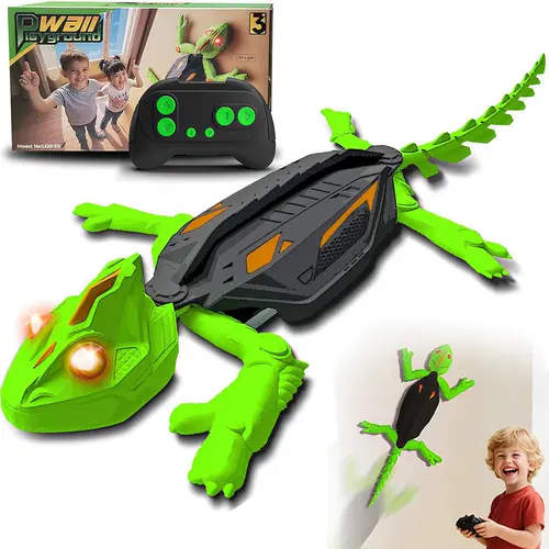 Tibibee Rechargeable RC Gecko Toy - Dual-Mode Unisex Kids' Item for Imaginative Play, Smooth Floor & Wall-Climb Movement, Vivid Glowing Eyes, Recharge & Play Gift for 3+ Years (Cool Summer Pick),sohochic