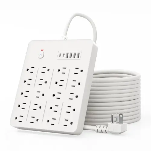 26-in-1 Heavy Duty Power Strip, 20 AC Outlets, 4 USB Ports, 2 Type-C Ports, 2000W/15A 6Ft Flat Extension Cord Sockets, Electrical Accessories for Home, Gaming Setup Accessories, Chargeable Devices, Power Extension Cord Sockets