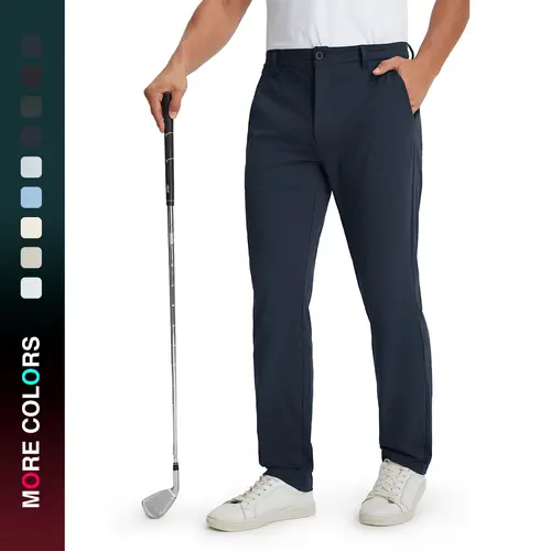 MAELREG Golf Mens Stretch Pants with Pockets - 30"/32"/34" Quick Dry Lightweight Casual Comfy Work Mens Dress Pants