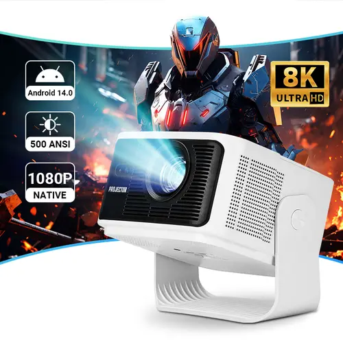 HY350MAX Portable Home Projector, 500ANSI Native 1080P 8K Decoding WiFi6 WiFi Smart Projector, Bluetooth 5.4, Auto Focus, 4ms Latency Ultra Short Throw Gaming Home Cinema Device,sohochic