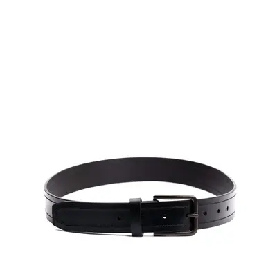 Portland Leather Men's Top Stitch Leather Belt - Structured Everyday Fit - Leather Belt, Top Stitch Detail, Durable Wear