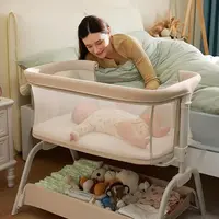 #sohochic HARPPA Baby Bassinet 2-in-1 Cuddly Lite &Bedside Sleeper, storage Bassinet for Baby with Wheels & Storage Basket, Portable Crib, Breathable Mesh and Mattress, Height Adjustable, mothersdaygift, Baby Furniture, Newborn Baby