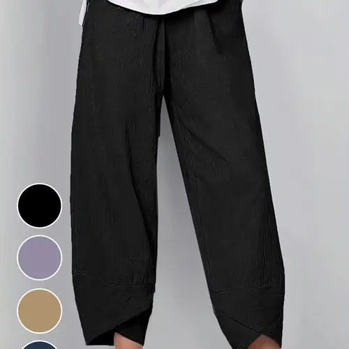 Fashionable Basic Minimalist Nine-Point Pants with Split Hem, Casual Indoor Commuter Wear, Stylish Mid-Calf Leggings, Perfect for Daily Fit Lightweight Women Bottom
