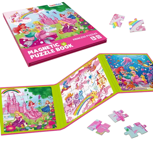 [SeptemberStockUp] LUMIKIDZ 3-Theme Magnetic Puzzle Set - SummerVibes, 3-Fold, 20 Magnetic Pieces Per Page, 60 Educational Magnets, Princess Kids Learning Toy, Travel-Friendly Toddler Beginner Activity Toy Gift for 2-7 Years Boys & Girls, Kids Toys,sohoch