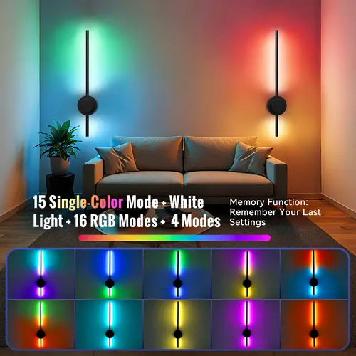 FABSTYL 2-Pack Rechargeable Magnetic Battery Wall Sconces with Adhesive Base, Wireless Indoor Wall Lamps, Remote & Touch Control, 360° Adjustable, 3 Color Temperatures, Dimmable, for Room Decor, Living Room Decor, Lights for Bedroom