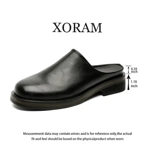 XORAM Men's Non-Slip Mules, 2026 Summer New Release, Round Closed Toe, Outdoor Thick Height-Increasing Sole, Backless Slide-On Footbed Walking Shoes Black, Non Slip Mules, Slide-On Mules,ArchSupportComfortShoes