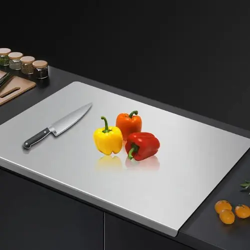 Stainless Steel Metal Chopping Board - Non-Slip Rectangle, Durable, Hygienic, Modern Design, Easy-Clean Surface Saves Prep Time, Stays Put Cutting, Wipes Clean Fast for Home & Pro Use (Home & Party Supplies Gift Option),sohochic