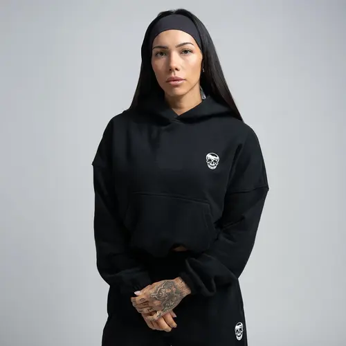 Gymreapers Heavyweight Cropped Hoodie Fitted Long Sleeve TerryTrain Fabric Casual Medium Length Comfort Adjustable Athletic