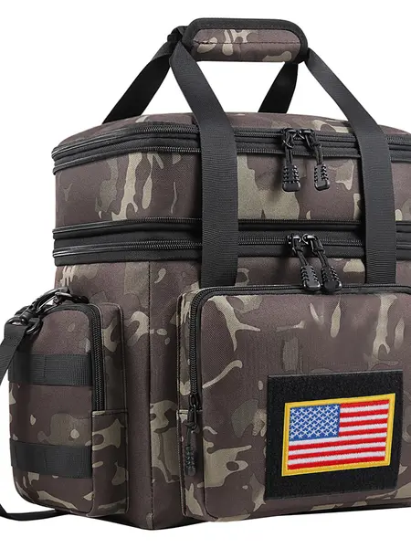 Double Layer Insulated Cooler Bag - Cold Keeping, Compact, Easy Carry Reusable Waterproof Leakproof 1-Shoulder Bag with Side Pockets for Work, Picnics, Insulation Lunch Bags, Cold Keeping Lunch Bags
