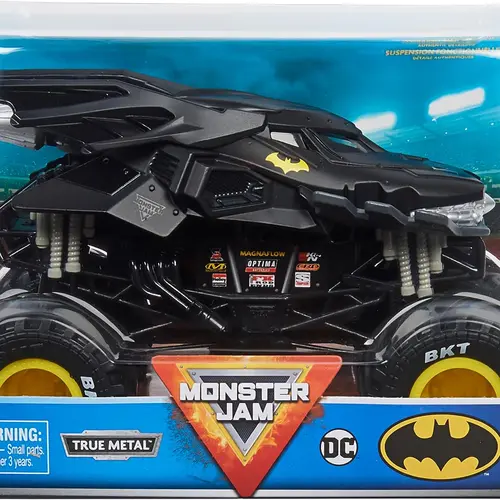 Monster Jam Official Batman Monster Truck - Retro Batmobile Collector 1:24 Scale Die-Cast Vehicle - Chrome Rims and BKT Tread Tires for Use in All Playsets - Collectible for Fans & Birthday Parties