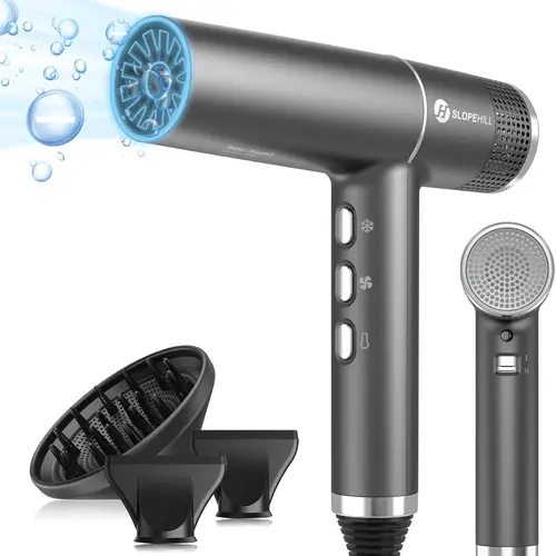 Slopehill Hair Dryer with Unique Brushless Motor | Intelligent Fault Diagnosis | Innovative Microfilter | Oxy Active Technology | Led Display (Grey) Holiday Gift MothersDayGift,summerwins