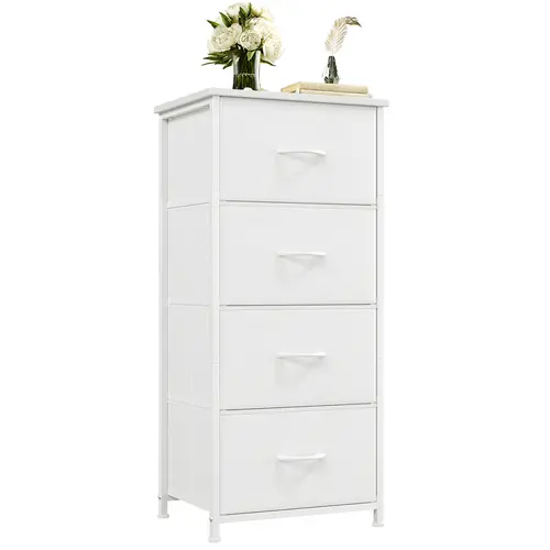 Somdot 4-Drawer Fabric Storage Tower with Wooden Top - Eco-Friendly Bedroom Dresser, Closet Organization Storage Organizer Unit for Bedroom, Closet, Clothes Drawers, Drawer Dresser Cabinet