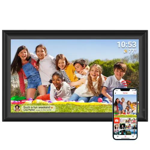 Frameo 15.6" WiFi Digital Photo Frame - Digital Picture Frame 1920x1080 HD IPS Display Touchscreen, 32GB Memory, Auto-Rotate, Wall Mount, Smart Cloud Photo/Video Sharing, Living Room Decor - Gifts for Mom