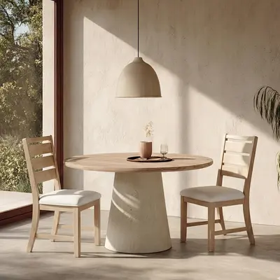 COLAMY SERA Dining Chair Solid Wood Comfort Compact Space-Saving Design 250 LBS Weight Capacity Natural Wood Craftsmanship Breathable Fabric Upholstery