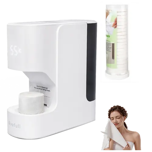 LiveFull CL01 Smart Hot Face Towel Warmer Machine, 5-Second Fast Heating, 55°C Heating System, Auto Dispensing Design, Includes 20 PCS Compressed Towels, Luxury Home Spa,sohochic