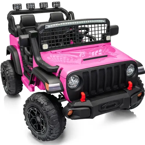 Outfunny #backtoschool 24V/12V Kids Ride-on Truck - 2-Seater 4WD/2WD 4x200W Motor Electric Toy Car for Ages 3-6, w/ Parental Remote, Music Player, Headlights, Rear Searchlights, Lockable Doors, Seat Belts, Battery Level Display,sohochic