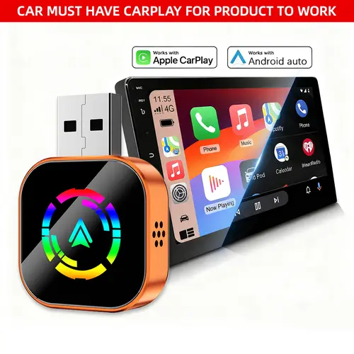 YURNLV New 2026 Upgraded Wireless CarPlay Adapter, iPhone/Android Supported, hands-free calls