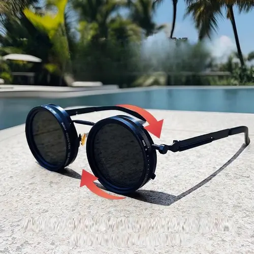 XUH Polarized Retro Round Sunglasses for Men and Women - Lightweight Punk Style, UV400 Anti-Glare, Trendy Streetwear Sunglasses, Accessories for Women, Mens Gifts, Gifts for Him, Funky Unique Accessories for Driving, Trendy Vintage Sunglasses, Men's Sungl