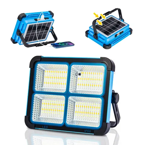 Qawtor Solar Rechargeable LED Work Light - 288 Super Bright 5730 Beads Floodlight, USB & Type-C Charging, 5 Lighting Modes, IP66 Waterproof, Magnetic, SOS Emergency Signal, Adjustable Stand, Portable  Light for Camping, Car Repairs, tiktokshopbacktoschool