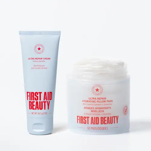 First Aid Beauty Ultra Repair Hydrating Pillow Pads with Colloidal Oatmeal + Ultra Repair Cream Intense Hydration Exclusive Bundle Moisture Nourishing