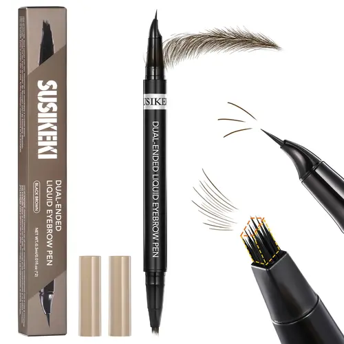 #sohochic Women's Dual-Ended Microblading Eyebrow Pencil - Makeup, 2-in-1 Liquid Pencil with Curved Tip & 4D Brow-Fection Pen, Hair-like Strokes, Waterproof, Long-Lasting, Dramatic Shaped Brows