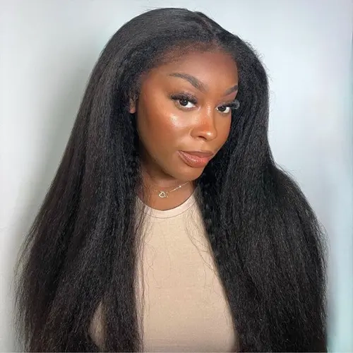 Bangjazz Kinky Straight Half Wig With Drawstring Invisible Hairline 180% Density Seamless Flip Over Wig Glueless Human Wigs Beginner Friendly #TikTokShopBlackFriday