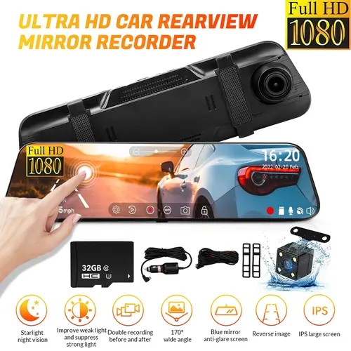 【ToolUpgrade】10in Dual Dashcam for Cars, 1080P FHD Full Touch Screen, 170° Wide Angle HD Driving Recorder with Night Vision, Loop Recording, Rear Camera Monitor, Car Footage Camera, Parking Assistance, Dashcams For Cars, Rear-View Camera Video, 140° Surr