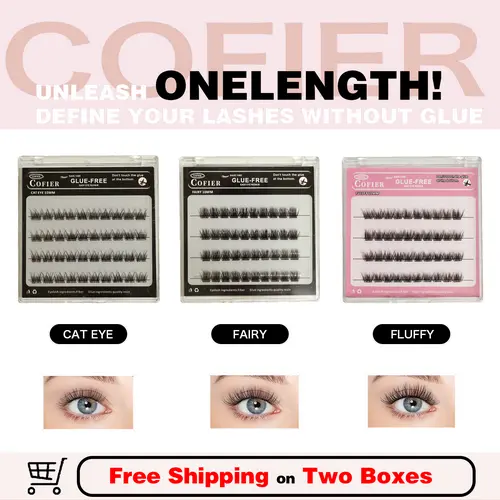 (Live3) Cofier No-Glue Press-On Self-Adhesive False Eyelash Clusters, 40 PCS Gentle Lightweight Jelly Band Hold, 10/12/14mm Uniform Length, Press-On Easy Multiple Styles Youth-Friendly Natural Makeup, High-Quality Beauty False Lashes