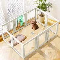 FXW AuraSpace Transparent Acrylic Indoor Dog Playpen - 24 Inch Universal Escape-Free Enclosure with Acrylic Panels, Separation Zones, Easy-to-Clean Design for Small-Medium Dogs